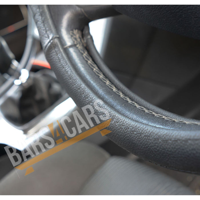 100% Genuine Leather Black Steering Wheel Cover for Skoda Fabia All Models UKB4C  - Dynamic Drive