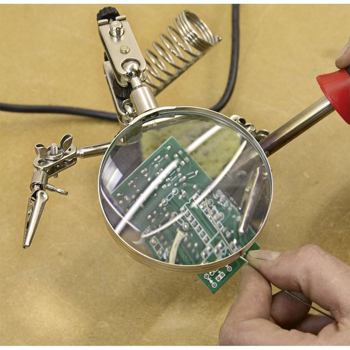 Sealey Mini Robot Soldering Stand with Magnifier & Iron Holder SD150H Sealey  - Dynamic Drive