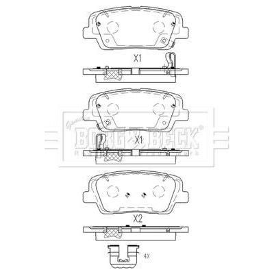 Genuine Borg & Beck Rear Brake Pads fits Kia Sorento Sports 2.2CRDi 15 BBP2584 Borg & Beck  - Dynamic Drive