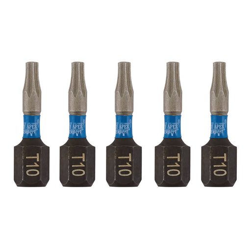 Draper Expert TX-STAR Impact Screwdriver Bits, T10 x 25mm, 1/4" Hex (Pack of 5) Draper  - Dynamic Drive