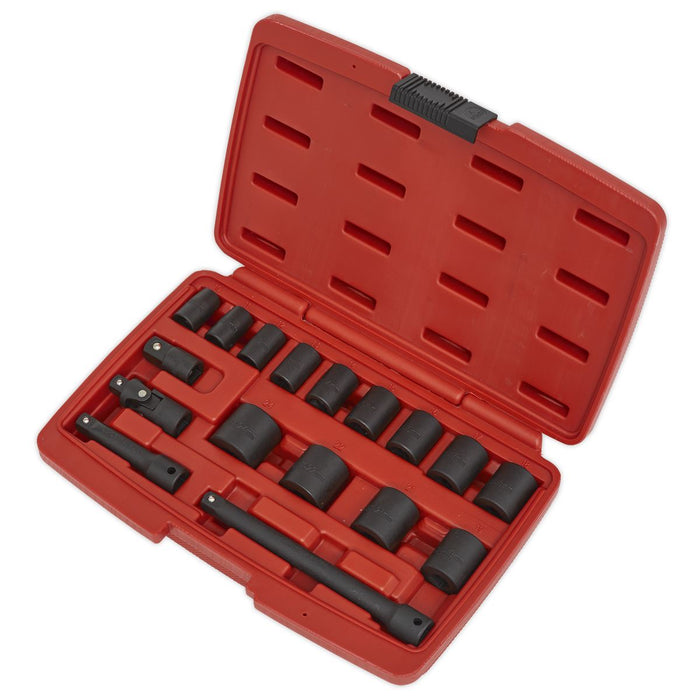 Sealey 17pc 3/8"Sq Drive Metric Impact Socket Set With Case Corrosion Resistant Sealey  - Dynamic Drive