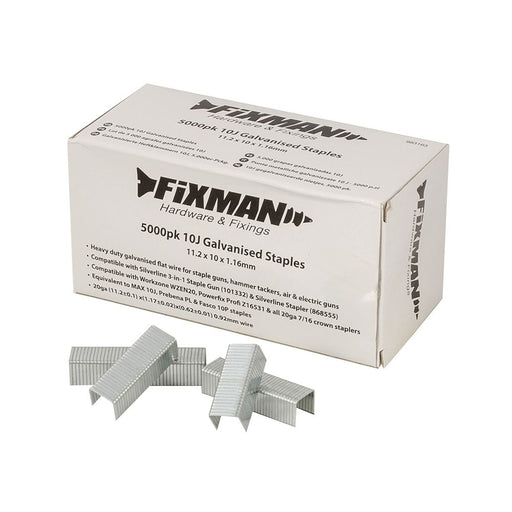 Fixman 10J Galvanised Staples 5000pk 11.2 x 10 x 1.17mm 983163 Fixman  - Dynamic Drive