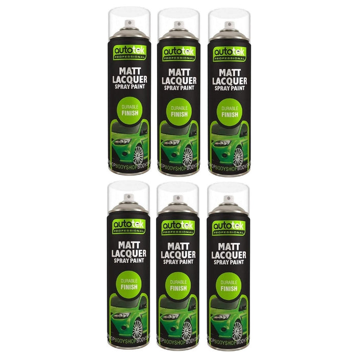 6 X Autotek Matt Lacquer Paint Spray 500Ml Matt Lacquer