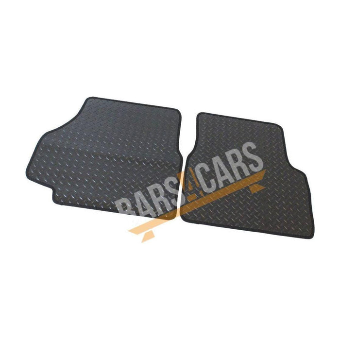 White Trim Tailored Black Rubber Car Mats for Landrover Defender 90 & 110 Set of 2 UKB4C  - Dynamic Drive