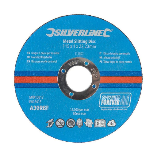 Silverline Metal Slitting Discs 10pk 115 x 1 x 22.23mm Silverline  - Dynamic Drive