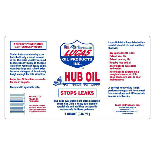 Lucas Oil Hub Oil 946Ml 10088 Lucas  - Dynamic Drive