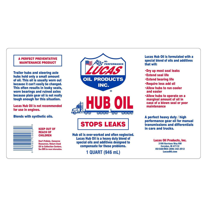 Lucas Oil Hub Oil 946Ml 10088 Lucas  - Dynamic Drive