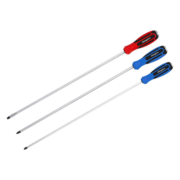 Siegen Extra Long Hammer-Thru Screwdriver Set 3pc Magnetized Tips 450mm Seigen by Sealey  - Dynamic Drive