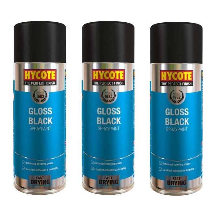 3x Hycote XUK0272 Gloss Black 400ml C/O