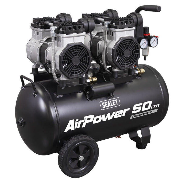 Sealey 50L Low Noise Oil Free Direct Drive Air Compressor 2 x 2hp SAC5001S Sealey  - Dynamic Drive