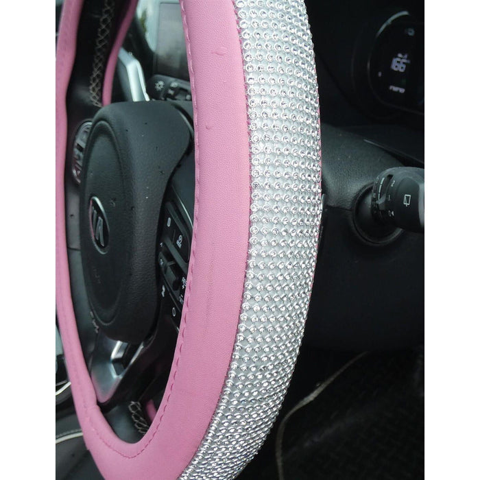 Streetwize Black/Pink Love Heart Mats Set & Diamond Sparkle Steering Wheel Cover Streetwize  - Dynamic Drive