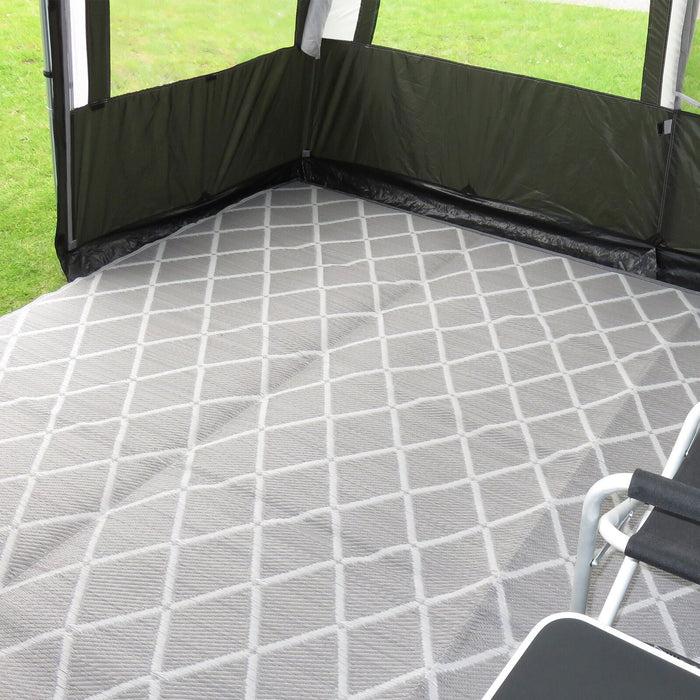 15.29 Paradise 2.5 x 2.5m Luxury Awning Carpet Moroccan Style Ground Sheet Grey Crusader  - Dynamic Drive