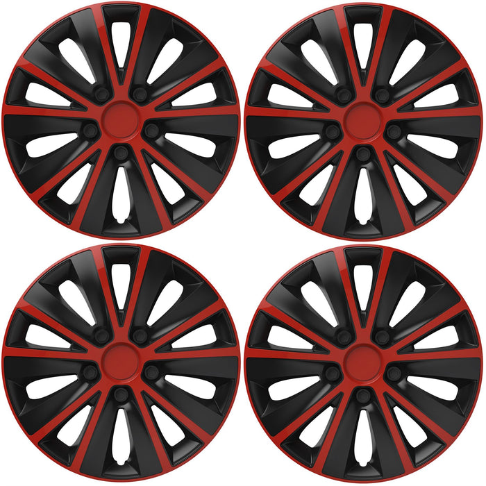 4 x Back & Red Alloy Look Wheel Trims Hub Caps 14" fits ASTRA CORSA AGILA MERIVA UKB4C  - Dynamic Drive