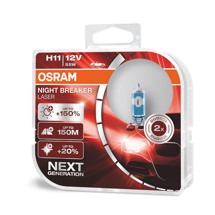 Osram H11 (711) Night Breaker LASER +150% Performance Fog Bulbs 64211NL-HCB