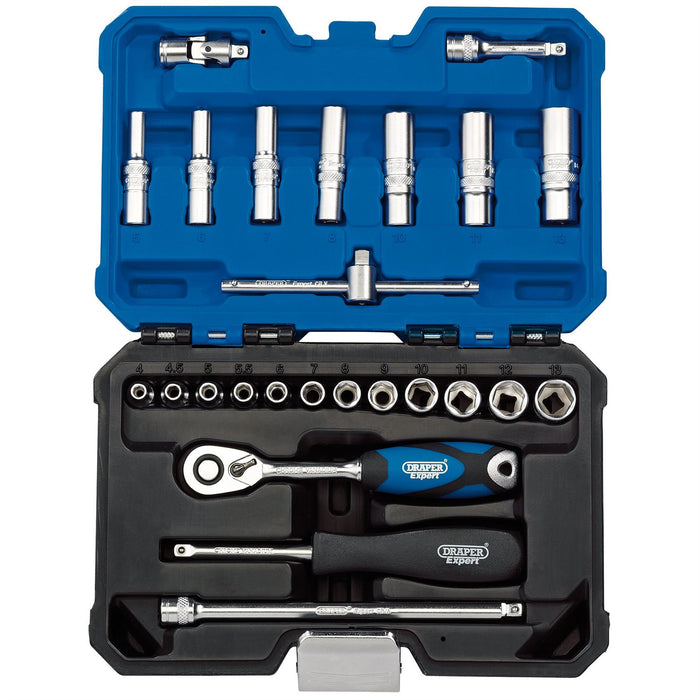 Draper Expert Metric Socket Set, 1/4" Sq. Dr., Blue (25 Piece) 16443 Draper  - Dynamic Drive