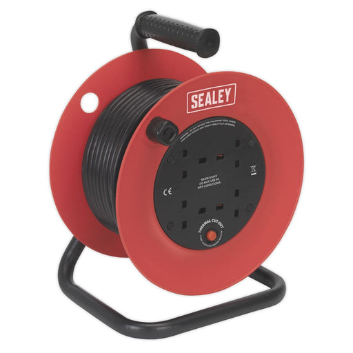 Sealey Cable Reel 25m 4 x 230V 1.5mmï Heavy-Duty Thermal Trip CR25/1.5 Sealey  - Dynamic Drive