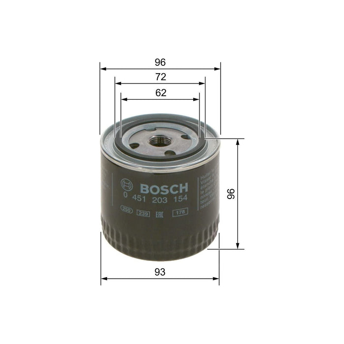 Genuine Bosch Car Oil Filter P3154 fits MG B B GT - 1.8 - 65-80 0451203154