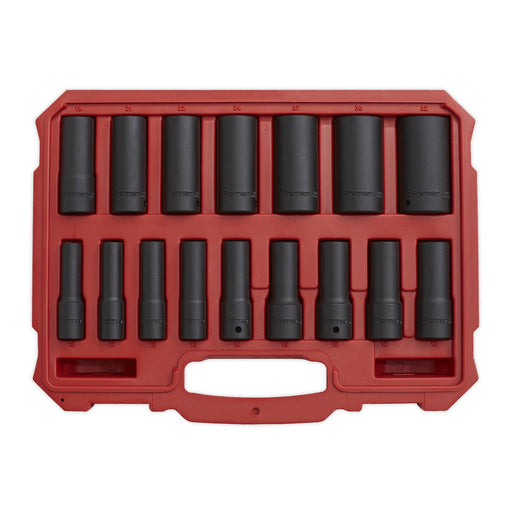 Sealey 16pc 1/2" Dr Deep Impact Lock On Grip Socket Set 10-32mm 85% Rounded Nuts Sealey  - Dynamic Drive