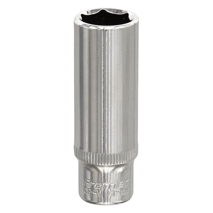 Sealey WallDrive Socket 12mm Deep 1/4"Sq Drive Fully Polished SP1412D