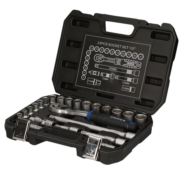 Draper HI-TORQ Metric Socket Set, 1/2" Sq. Dr. (23 Piece) 21442 Draper  - Dynamic Drive