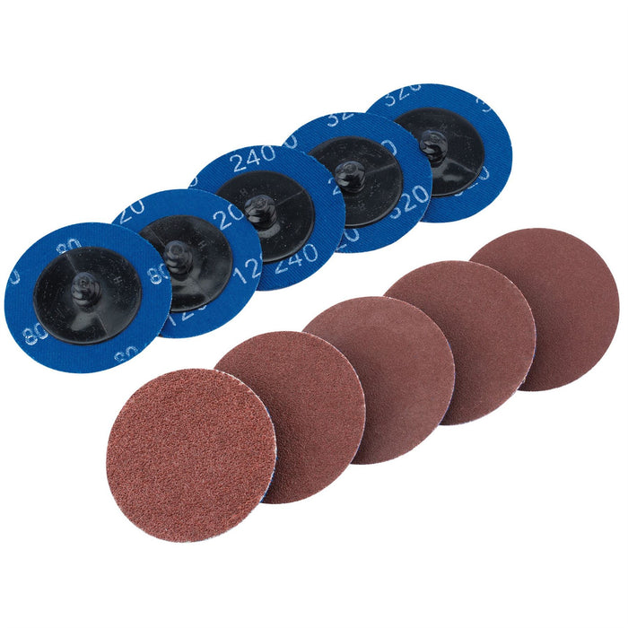 Draper Assorted Aluminium Oxide Sanding Discs, 50mm (Pack of 10) 75615