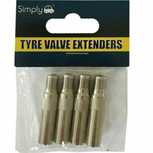 Pack Of 4 Metal Schrader Tyre Valve Extensions [VAL103] 40 mm Long Simply  - Dynamic Drive