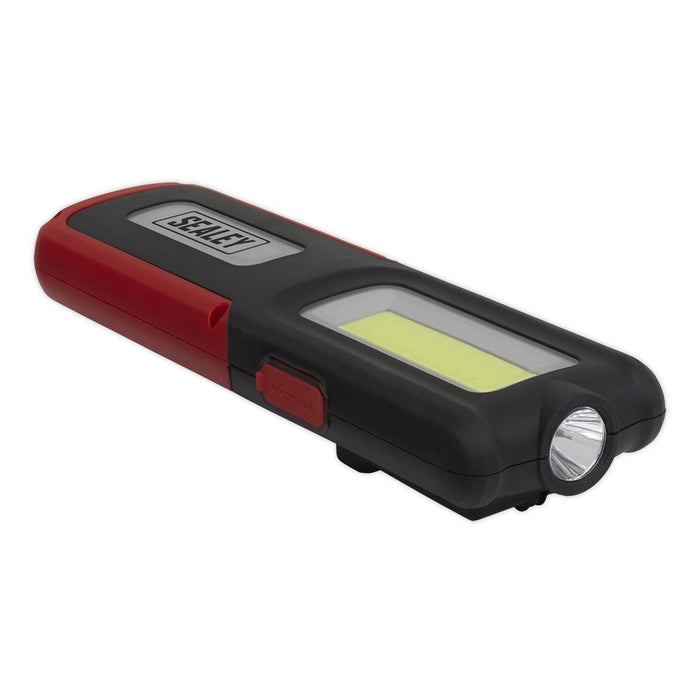 Sealey Rechargeable Inspection Light 5W COB & 3W SMD LED with Power Bank Red Sealey  - Dynamic Drive