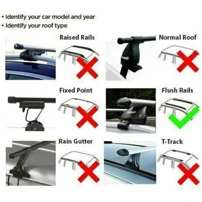 Roof Bars Rack Aluminium Black fits Mini Clubman 2007-2014 For Raised Rails