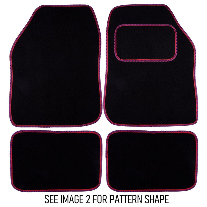 Fully Tailored Red & Blue Trim Carpet Mats fits for Peugeot 108 Set of 4 With 2 Clips UKB4C  - Dynamic Drive