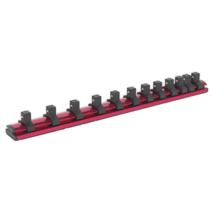 Sealey Socket Retaining Rail Magnetic 3/8"Sq Drive 12 Clips AK27083 Sealey  - Dynamic Drive