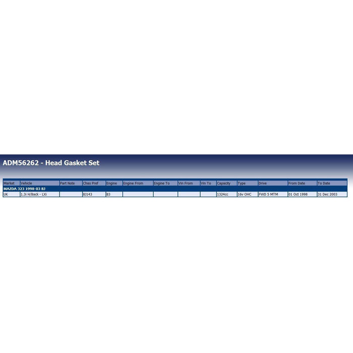 Blue Print ADM56262 Cylinder Head Gasket Set Fits Mazda