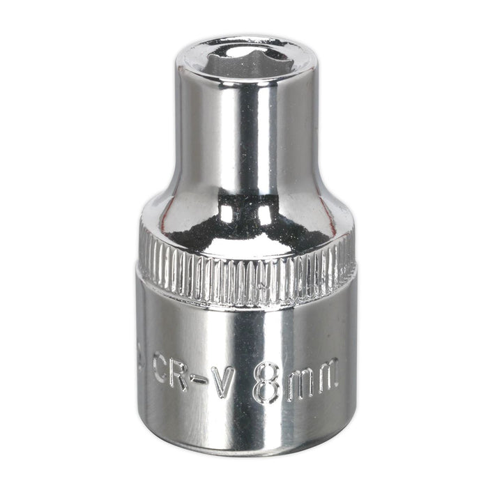 Sealey WallDrive Socket 8mm 1/2"Sq Drive Fully Polished SP1208