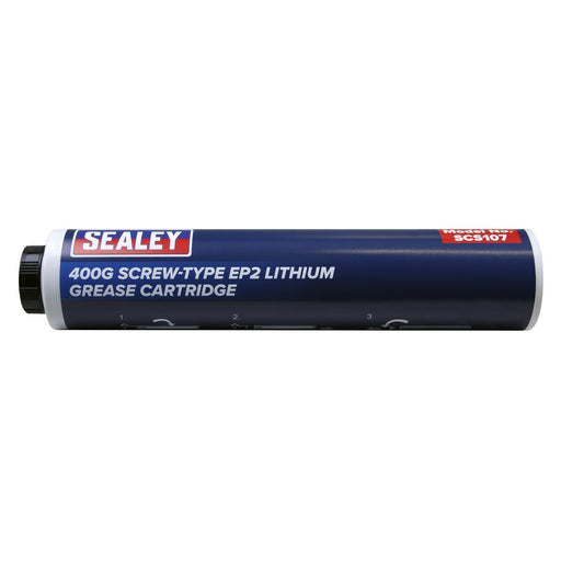 Sealey Screw-Type EP2 Lithium Grease Cartridge 400g SCS107 Sealey  - Dynamic Drive