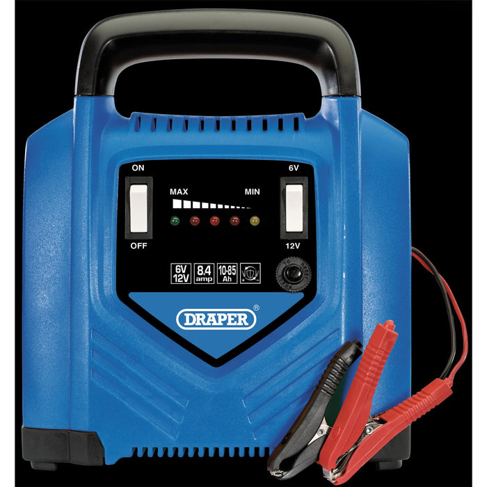 Draper 6/12V Battery Charger, 8.4A, 10 - 85Ah 70546 Draper  - Dynamic Drive