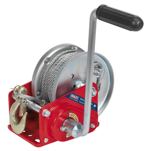 Sealey Geared Hand Winch with Brake & Cable 900kg Capacity GWC2000B Sealey  - Dynamic Drive