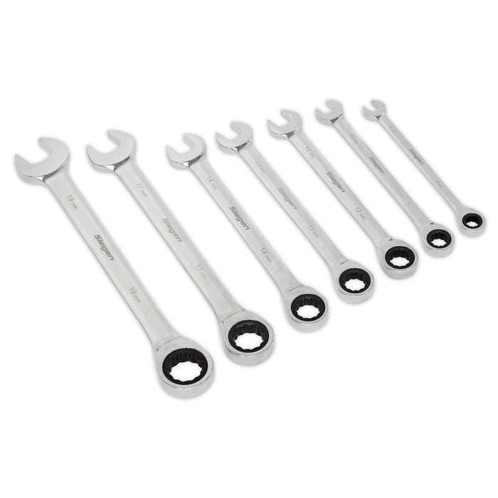 Sealey Ratchet Combination Spanner Set 7pc Metric S01142