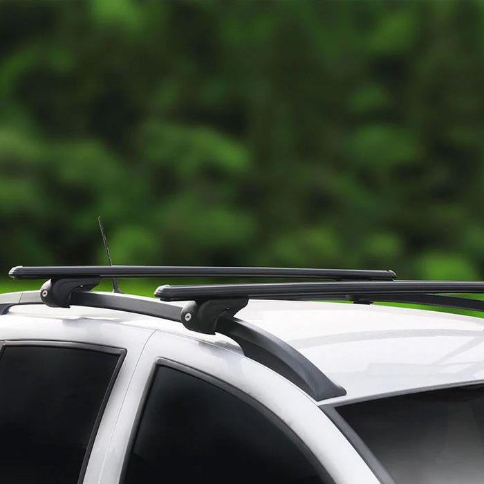 Roof Bars Rack Aluminium Black fits Volkswagen Taigo 2022- For Raised Rails Omtec  - Dynamic Drive