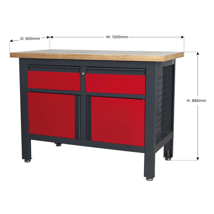 Sealey Workstation with 2 Drawers & 2 Cupboards AP1372A Sealey  - Dynamic Drive