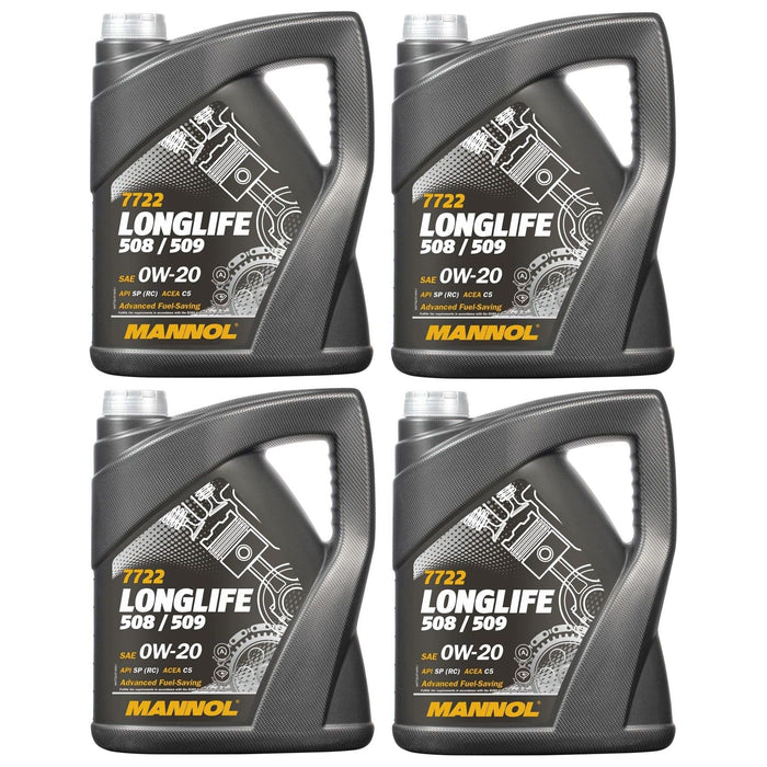 4x Mannol VW 508 509 0W-20 0W20 Fully Synthetic Long Life Engine Oil MB 229.71 Mannol  - Dynamic Drive