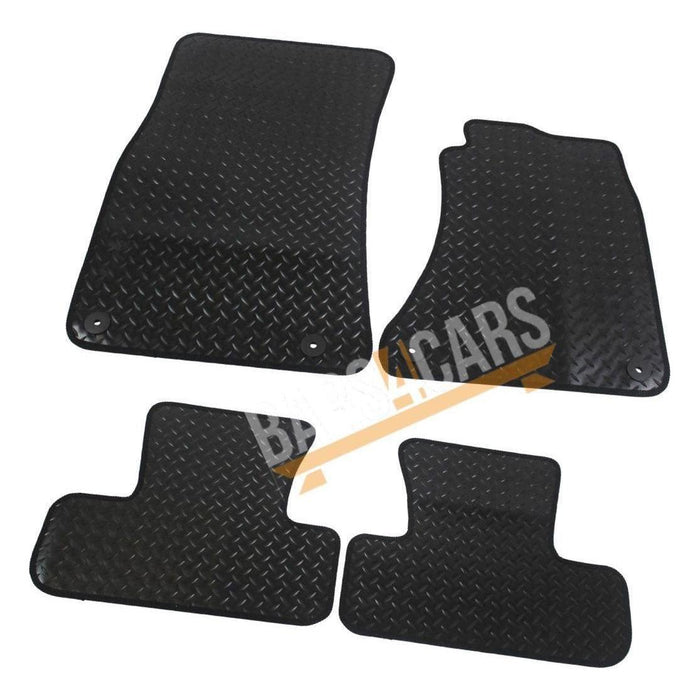 White Trim Tailored Black Rubber Car Mats for Audi Q5 08 ON Set of 4 With 4 Clips UKB4C  - Dynamic Drive