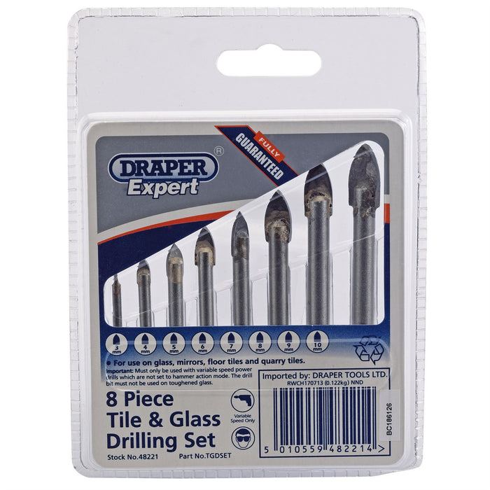 Draper Tile and Glass Drilling Set (8 Piece) 48221 Draper  - Dynamic Drive