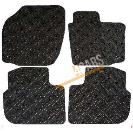 Fully Tailored Yellow Trim Rubber Mats fits Skoda Rapid 12> Set of 4 With 4 clip UKB4C  - Dynamic Drive