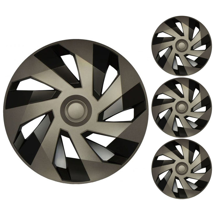 4 x Graphite Grey Wheel Trims Hub Caps 14" fits Fiat Punto Doblo Panda Stilo 500 UKB4C  - Dynamic Drive