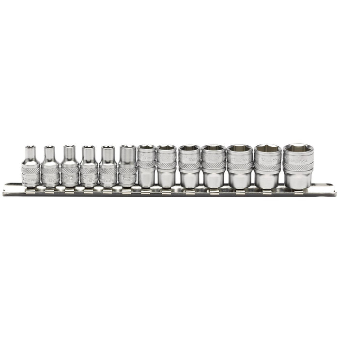 Draper Metric Socket Set on a Metal Rail, 1/4" Sq. Dr. (13 Piece) 16487 Draper  - Dynamic Drive