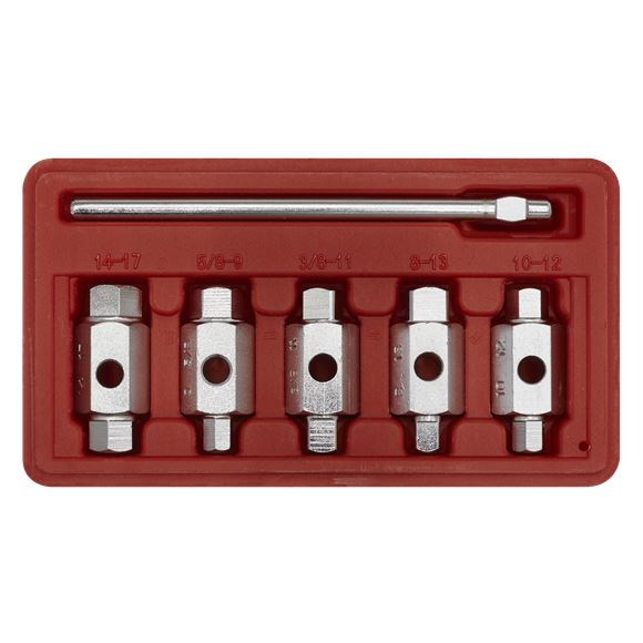 Sealey 6pc Double End Drain Key Tool Set Engine Gearbox Sump Plug in Case Sealey  - Dynamic Drive