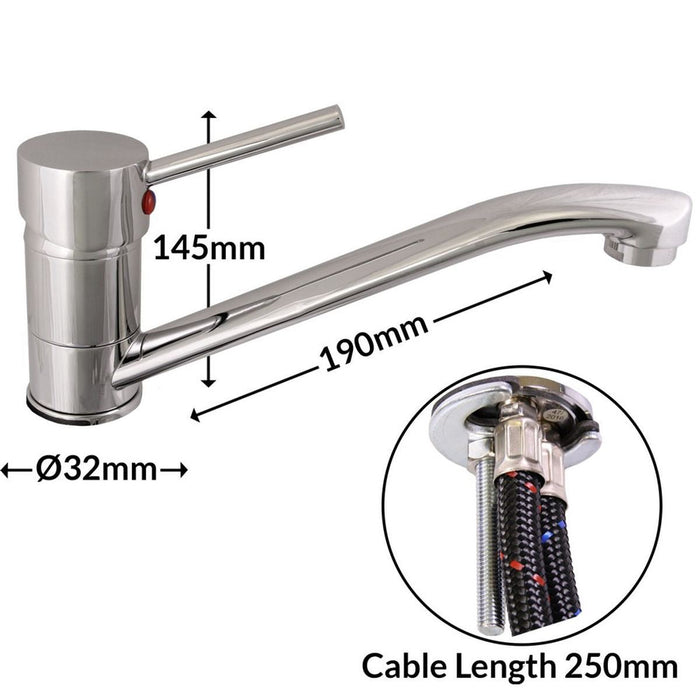 Stilo Chrome Mixer Tap 19cm Spout Durable Chrome Mixer Tap with 19cm Spout fo Nova  - Dynamic Drive