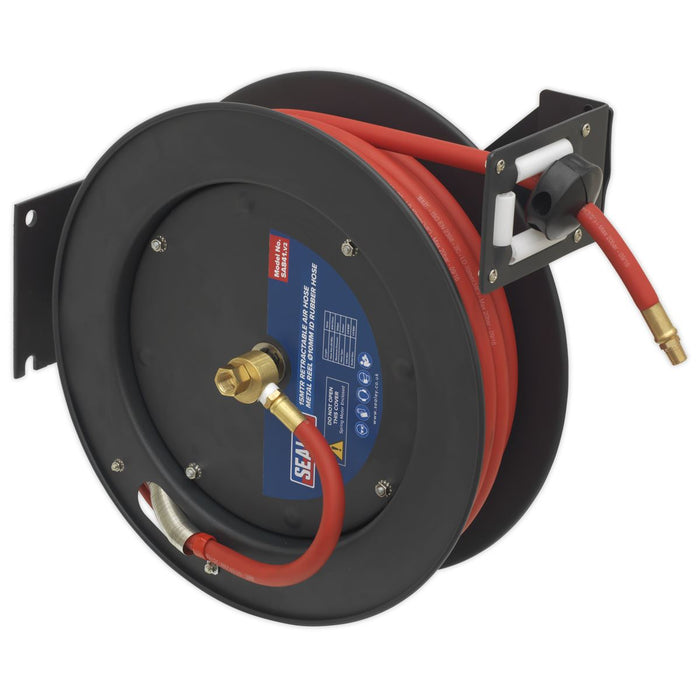 Sealey Retractable Air Hose Metal Reel 15m10mm ID Rubber Hose SA841