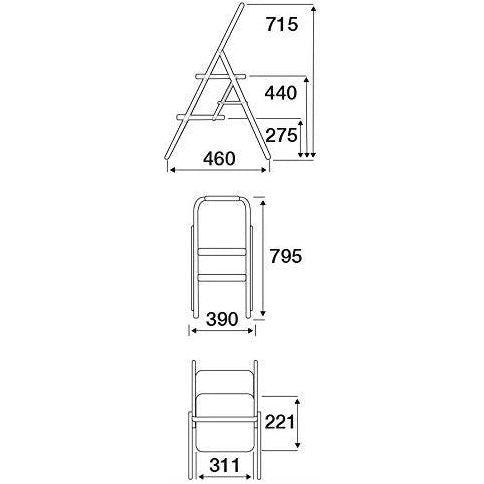 Foldable 2 Step Ladder Non Slip Tread Safety Steel Small Stool Ladders Kitchen