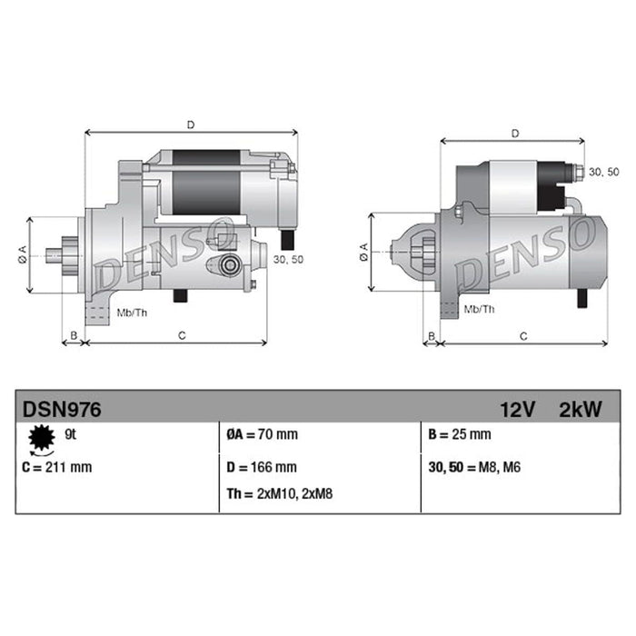 Denso Starter Motor DSN976 Denso  - Dynamic Drive