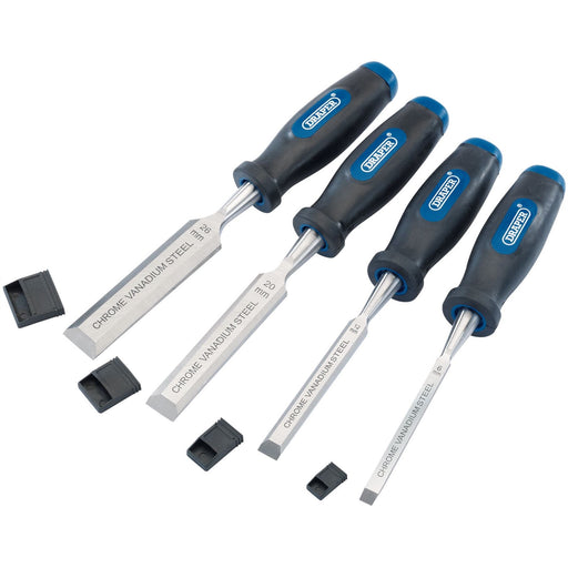 Draper Soft Grip Bevel Edge Wood Chisel Set (4 Piece) 83351 Draper  - Dynamic Drive